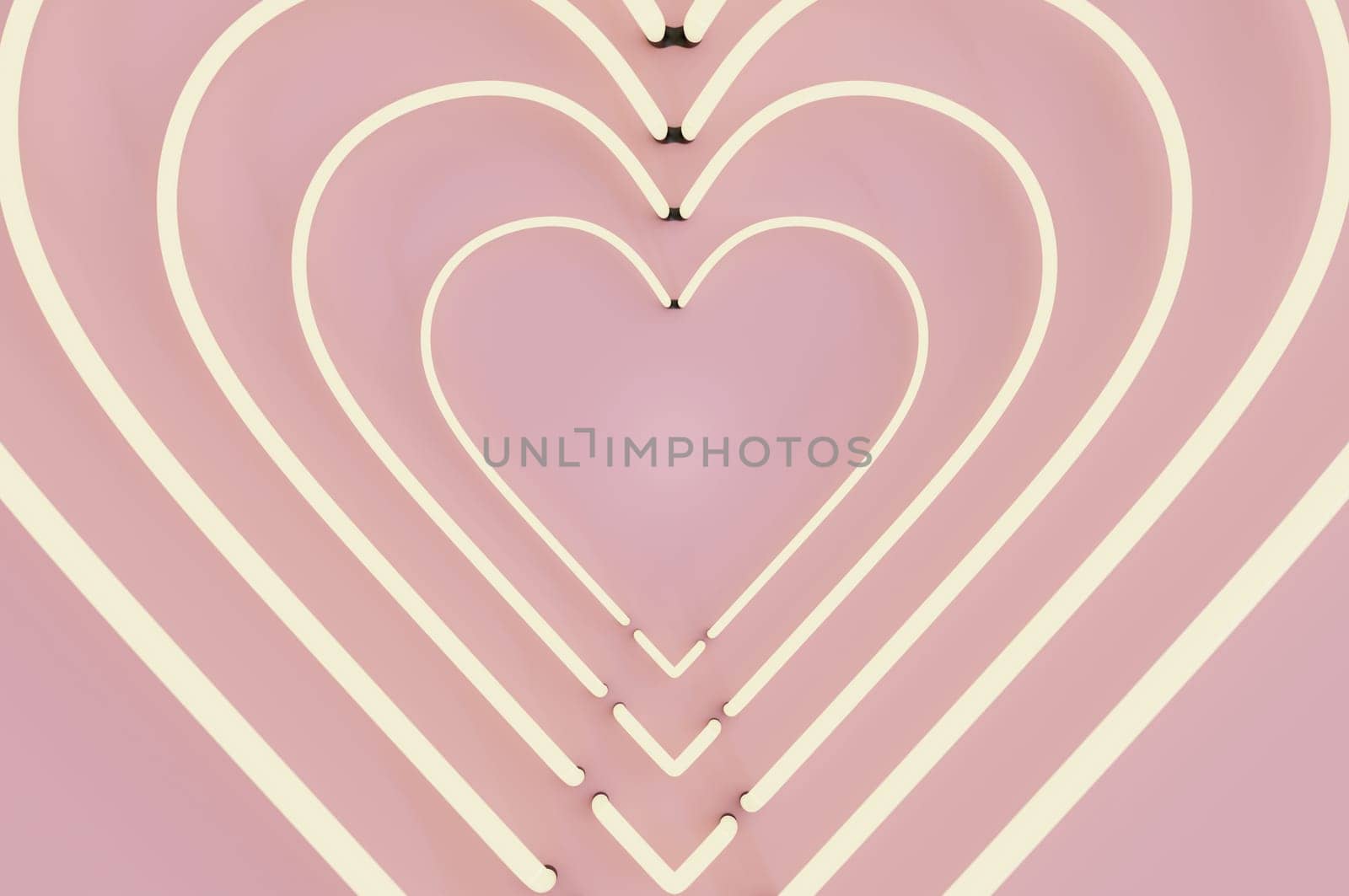 3d illustration. Neon sign. Retro neon Heart shape on cement wall . CONCEPT Happy Valentine's Day. for design, greeting card
