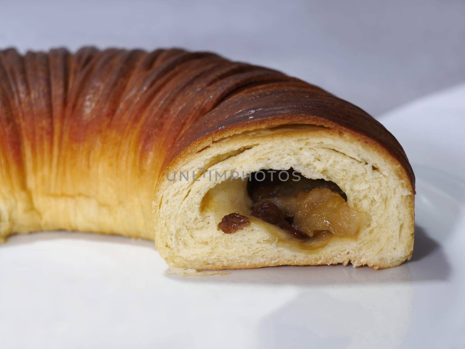 round pie roll in section  close-up