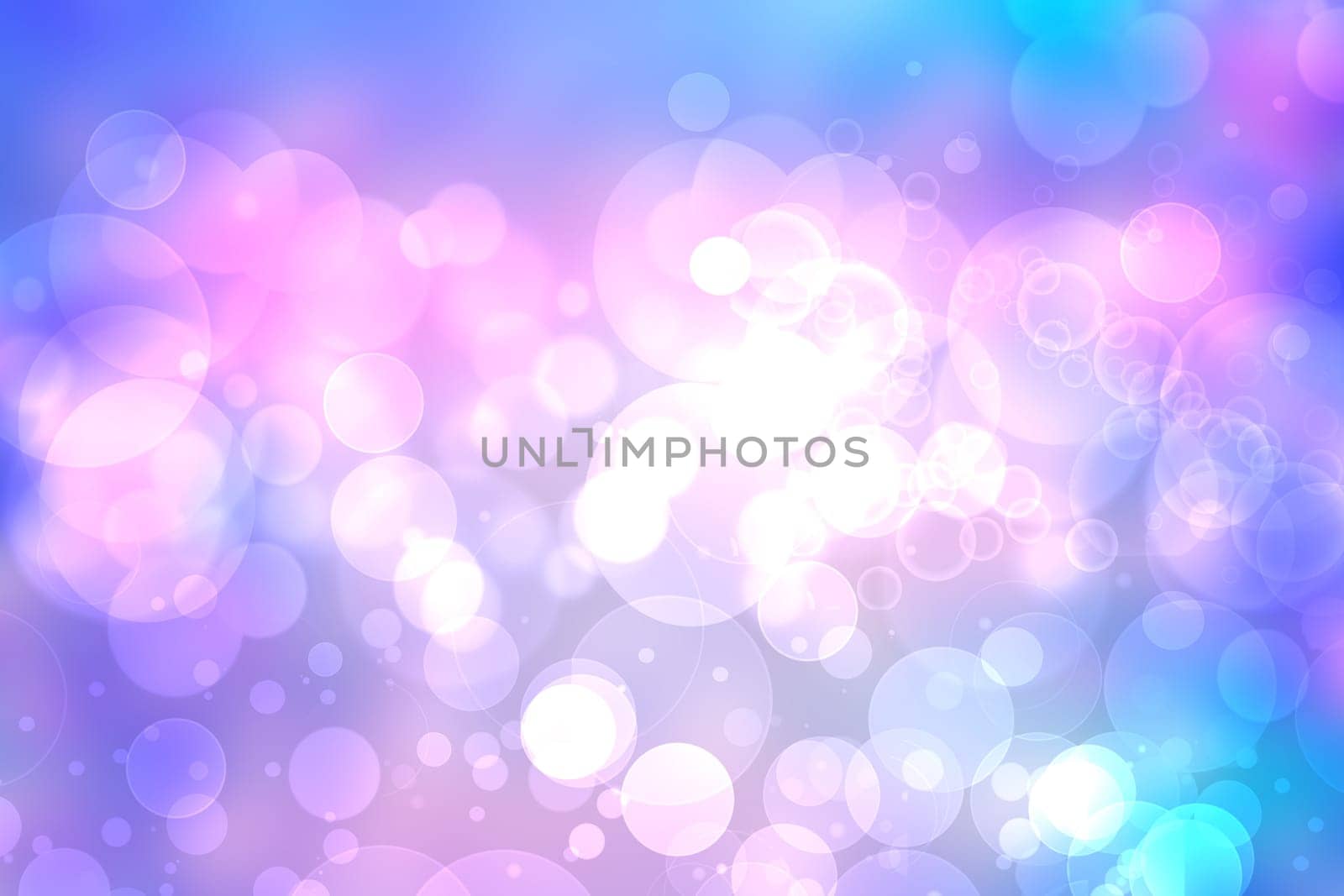Abstract blurred fresh vivid spring summer light delicate pastel gradient blue turquoise pink bokeh background texture with bright circular soft color lights. Beautiful backdrop illustration.
