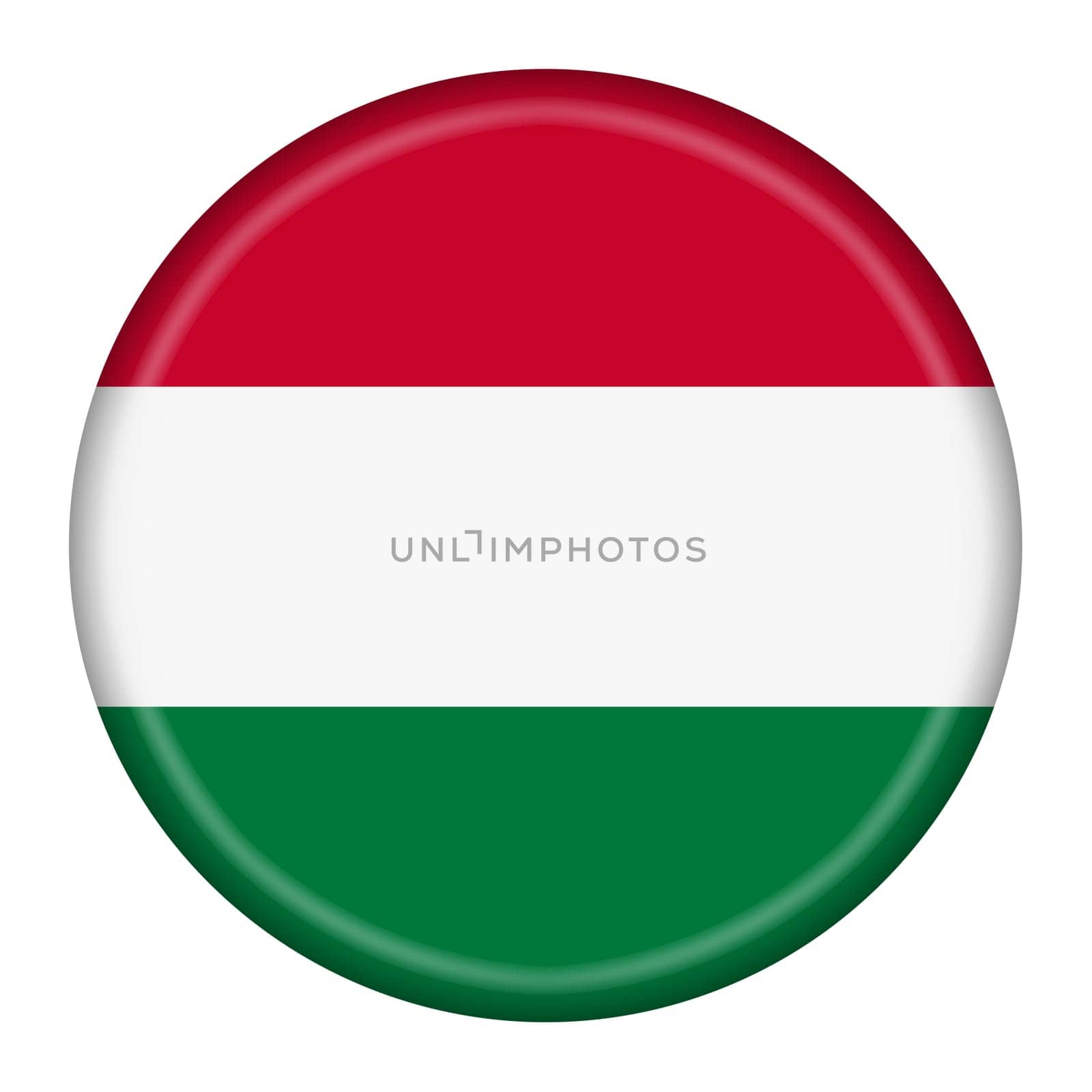 A Hungary flag button 3d illustration with clipping path