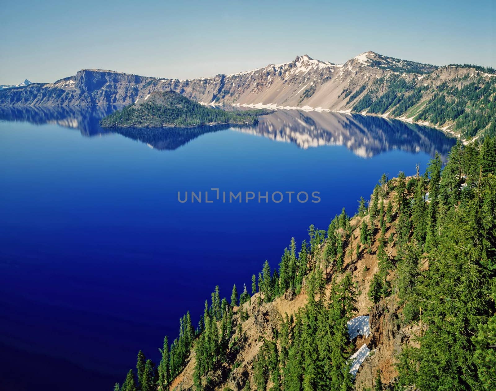 Crater Lake with Wizard Island in Oregon