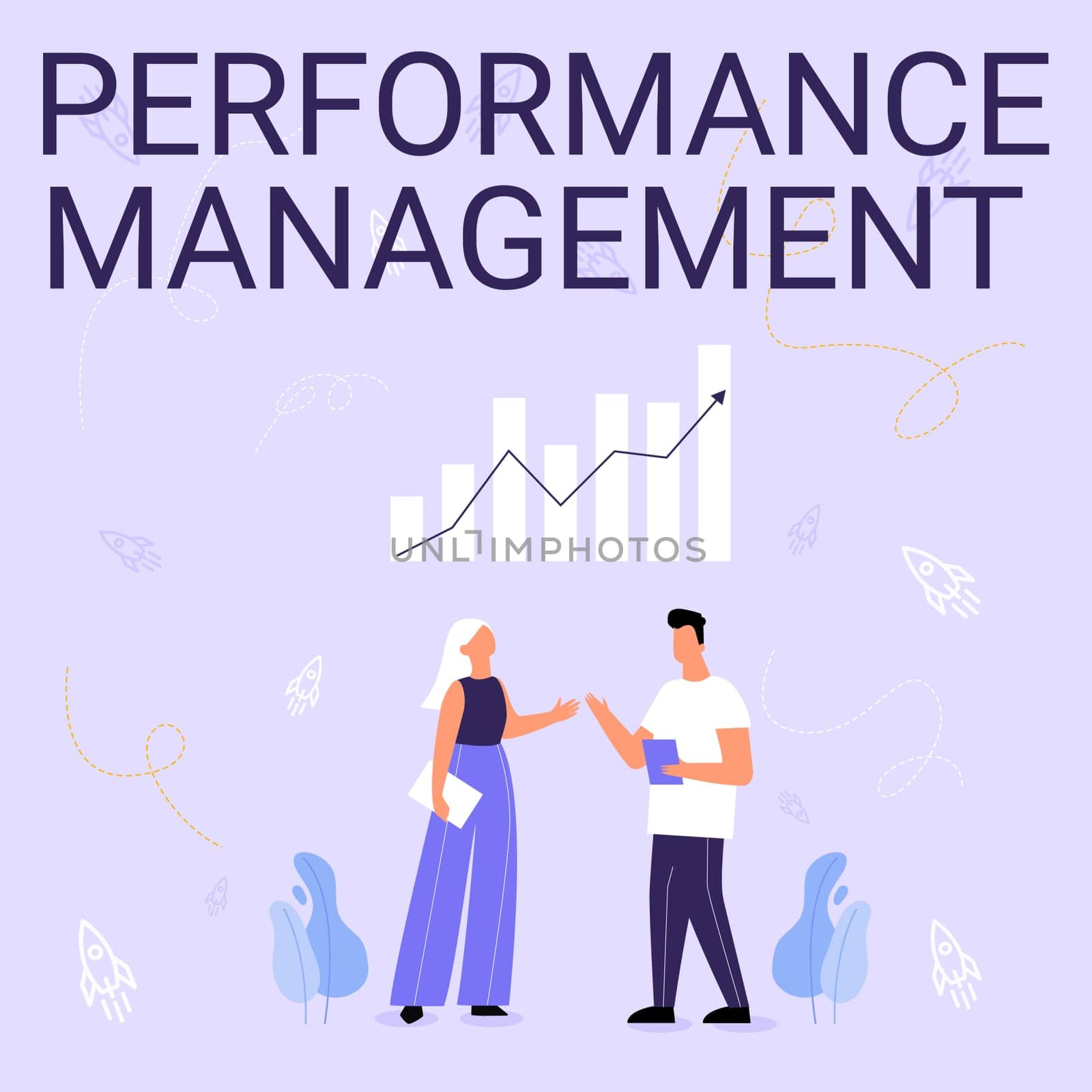 Text showing inspiration Performance Management, Business overview ongoing process of communication that occurs all year Illustration Of Partners Sharing Wonderful Ideas For Skill Improvement.