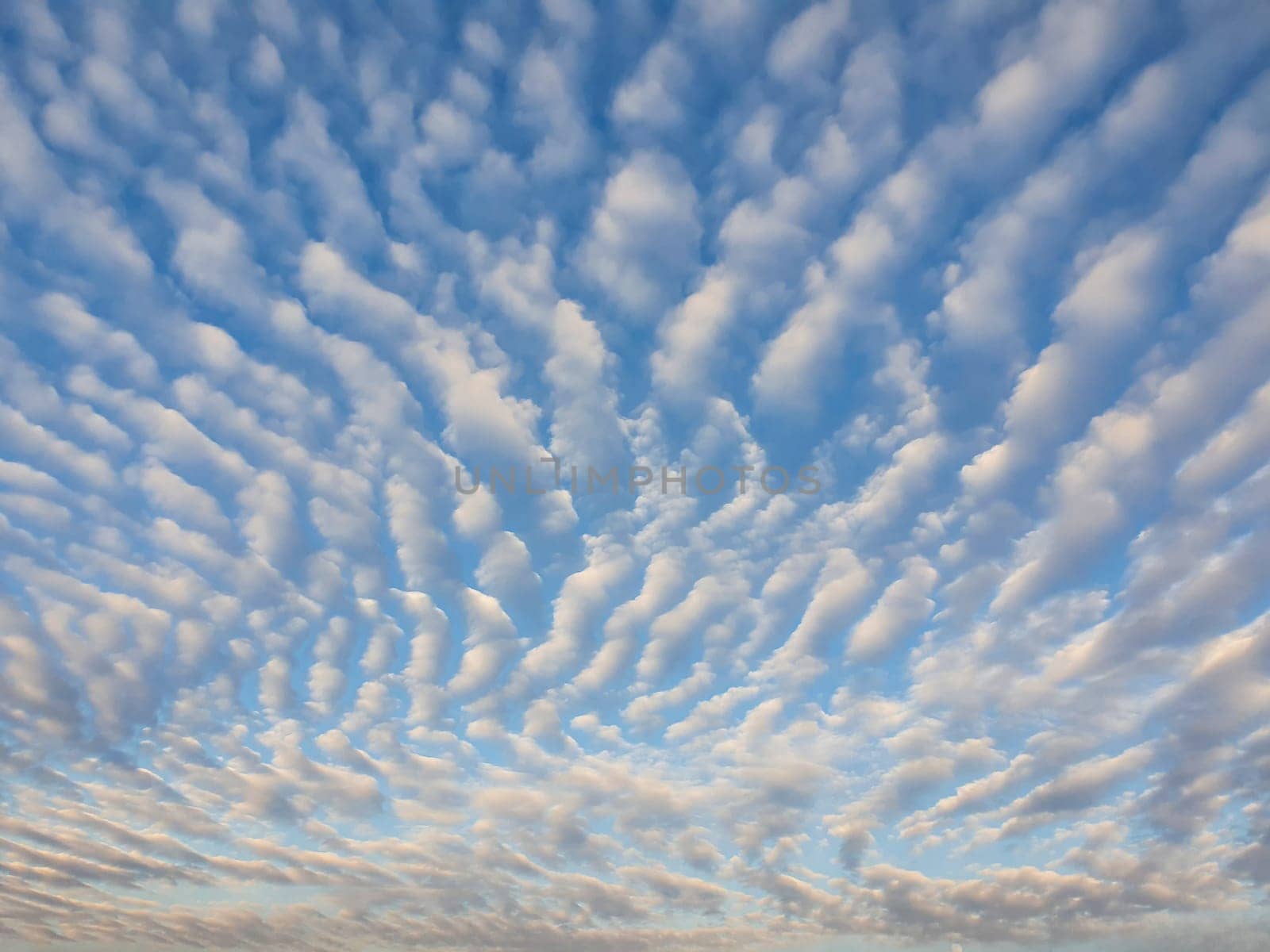 Abstract cloudscape scene. Beautiful sky background with fluffy clouds texture. Marvelous aerial composition, overcast shapes and patterns. Air freshness and celestial beauty