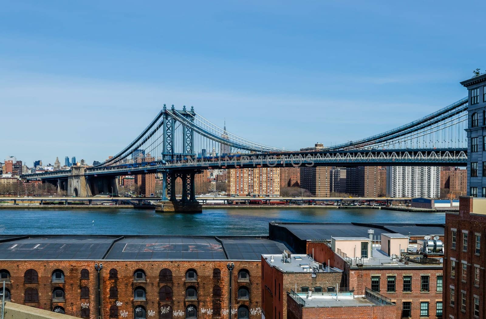 Side view of Manhattan Bridge in New York City, during daylight, usa