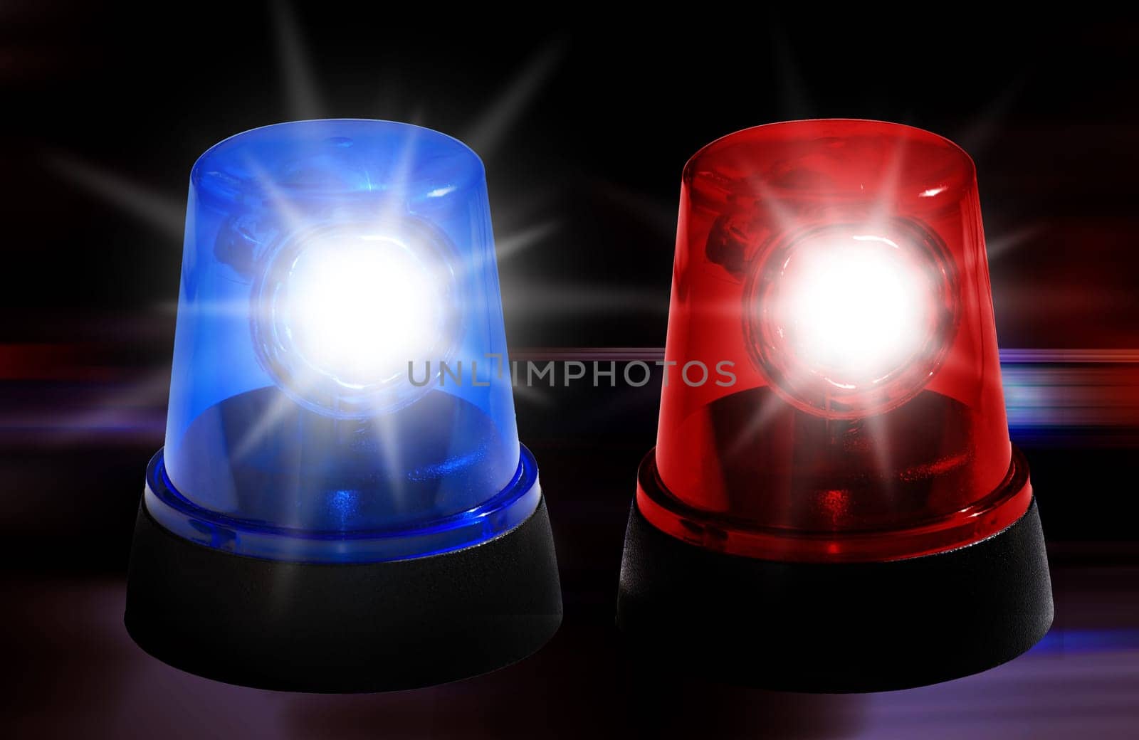 Blue light red light police fire department siren with flashing light background with emergency lights