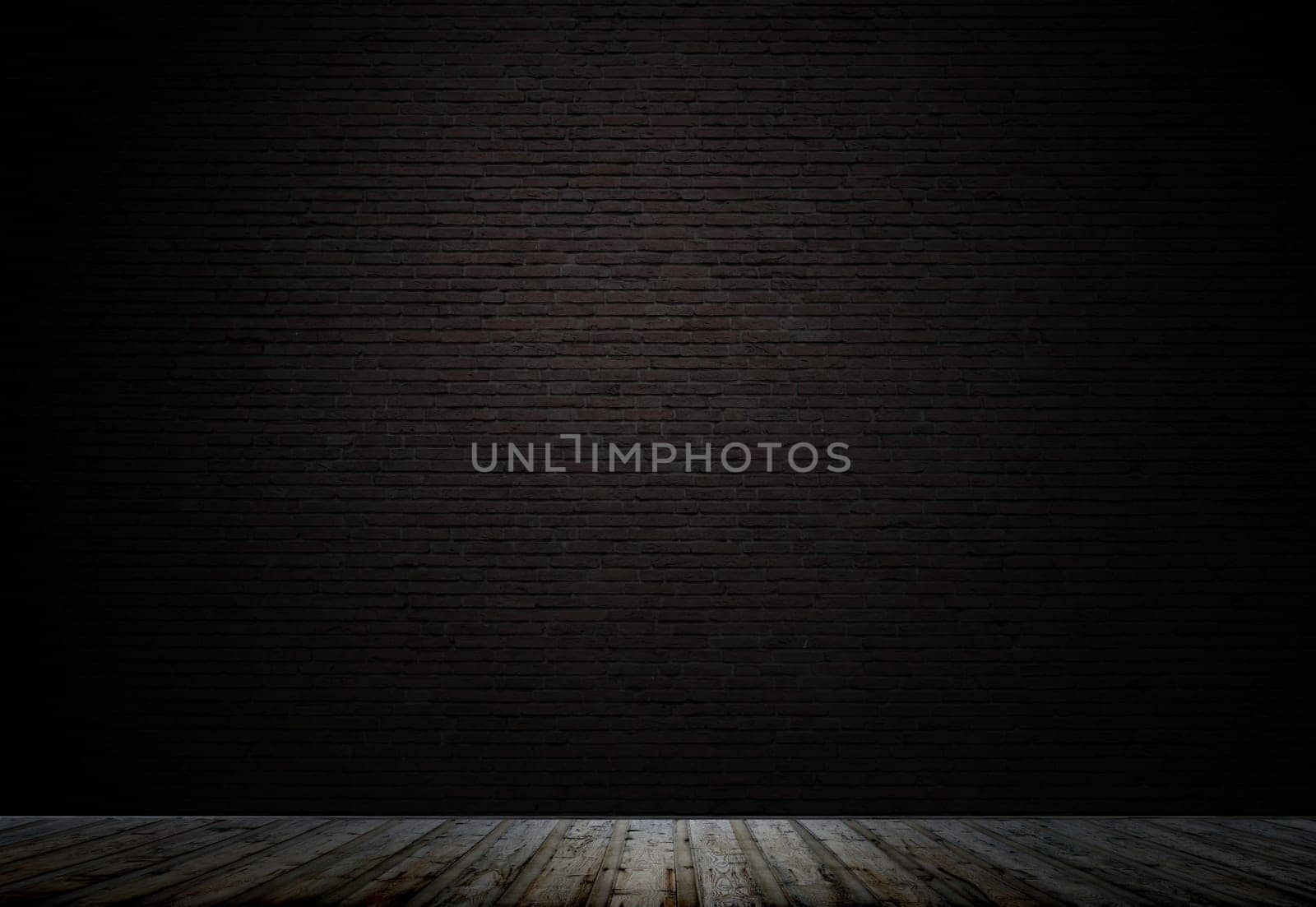 Empty room with dark concrete wall and wooden floor