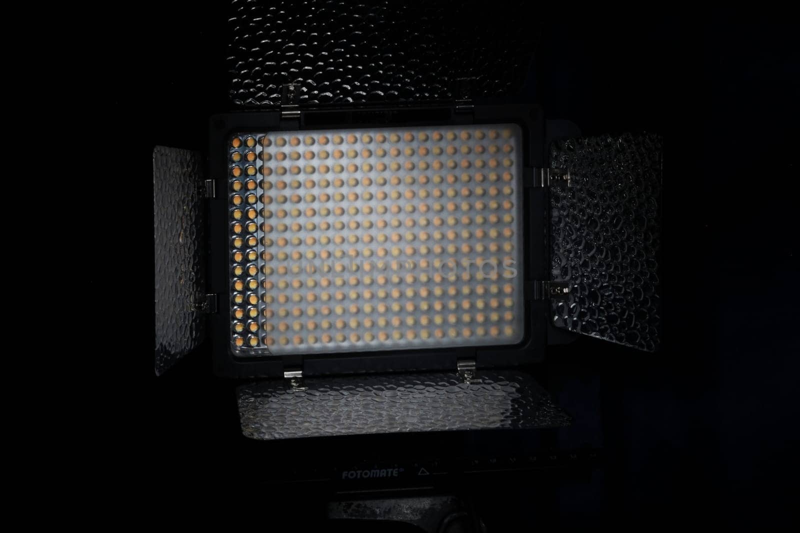 led spotlight with reflectors on black background