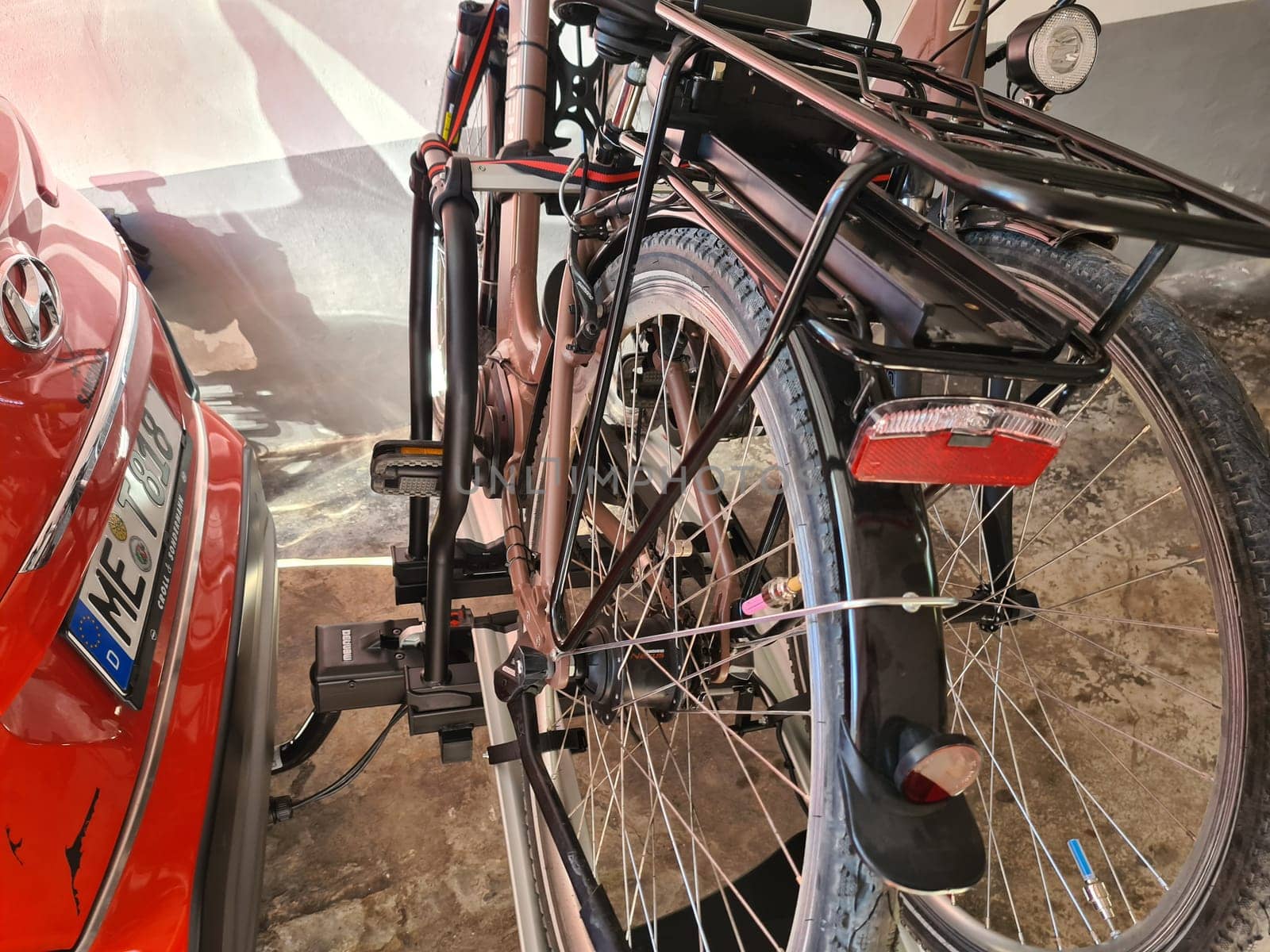 Heiligenhaus, Nrw, Germany - June 13, 2020:.Bikes Loaded on the Back of a Car