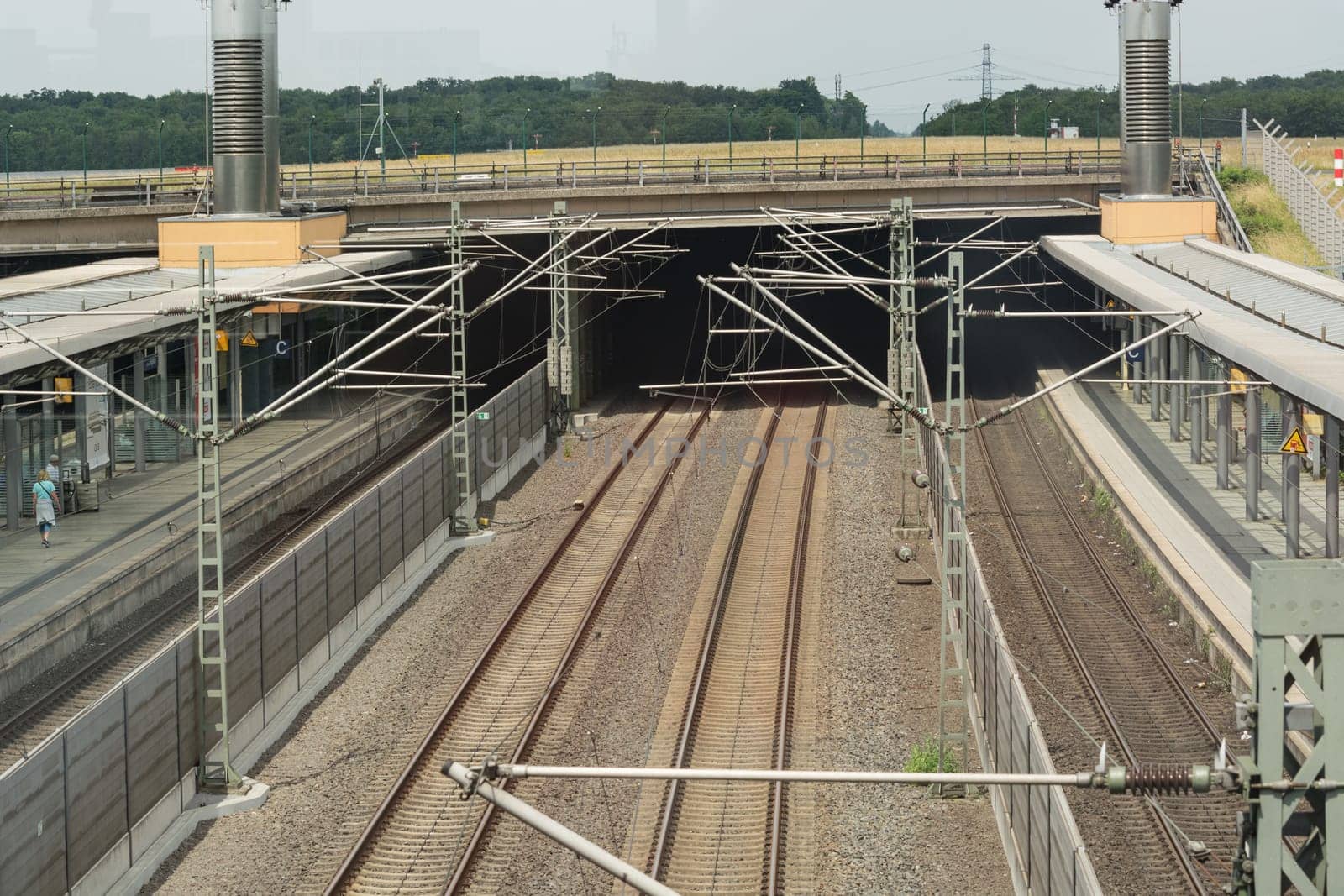 Dusseldorf, Nrw, Germany - June 18, 2019:.Trains at Dusseldorf station. Dusseldorf is the capital city of the German state of North Rhine-Westphalia and center of the Rhine-Ruhr metropolitan region.