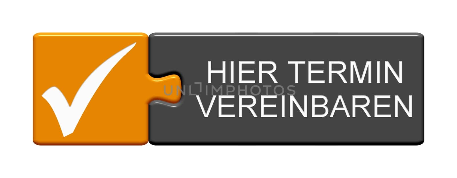 Puzzle Button orange grey showing Make Appointment here in german language