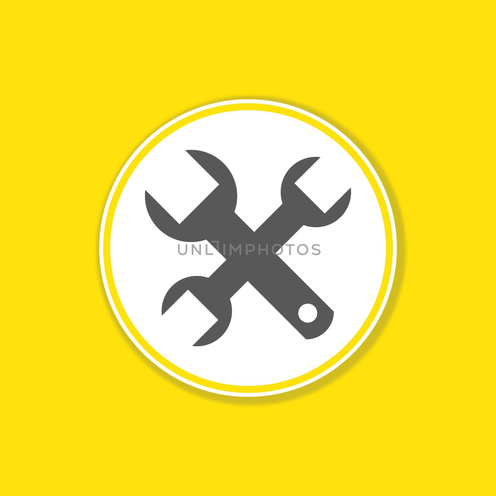 Yellow background banner with Repairing icon in white circle - Maintenance