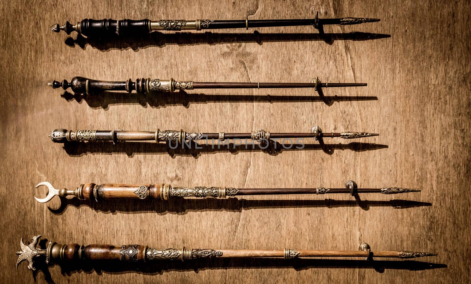 Black magic wands. Abstract concept for fantasy, mystery and sorcery