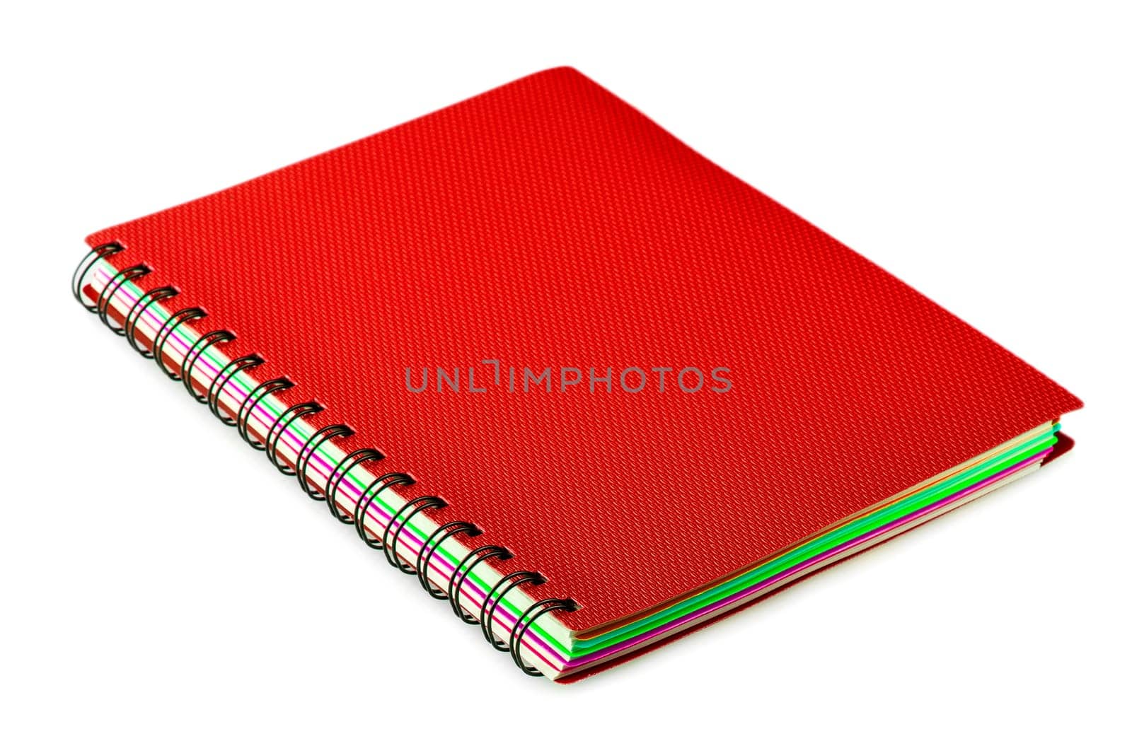 The new red notebook with rings isolated on a white background