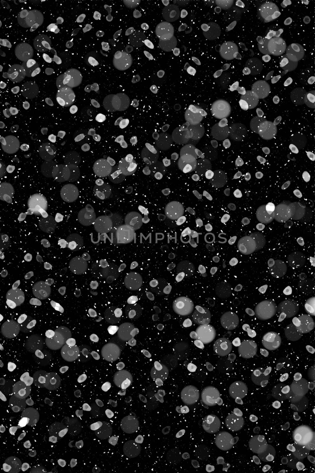 Real falling snow on a black background