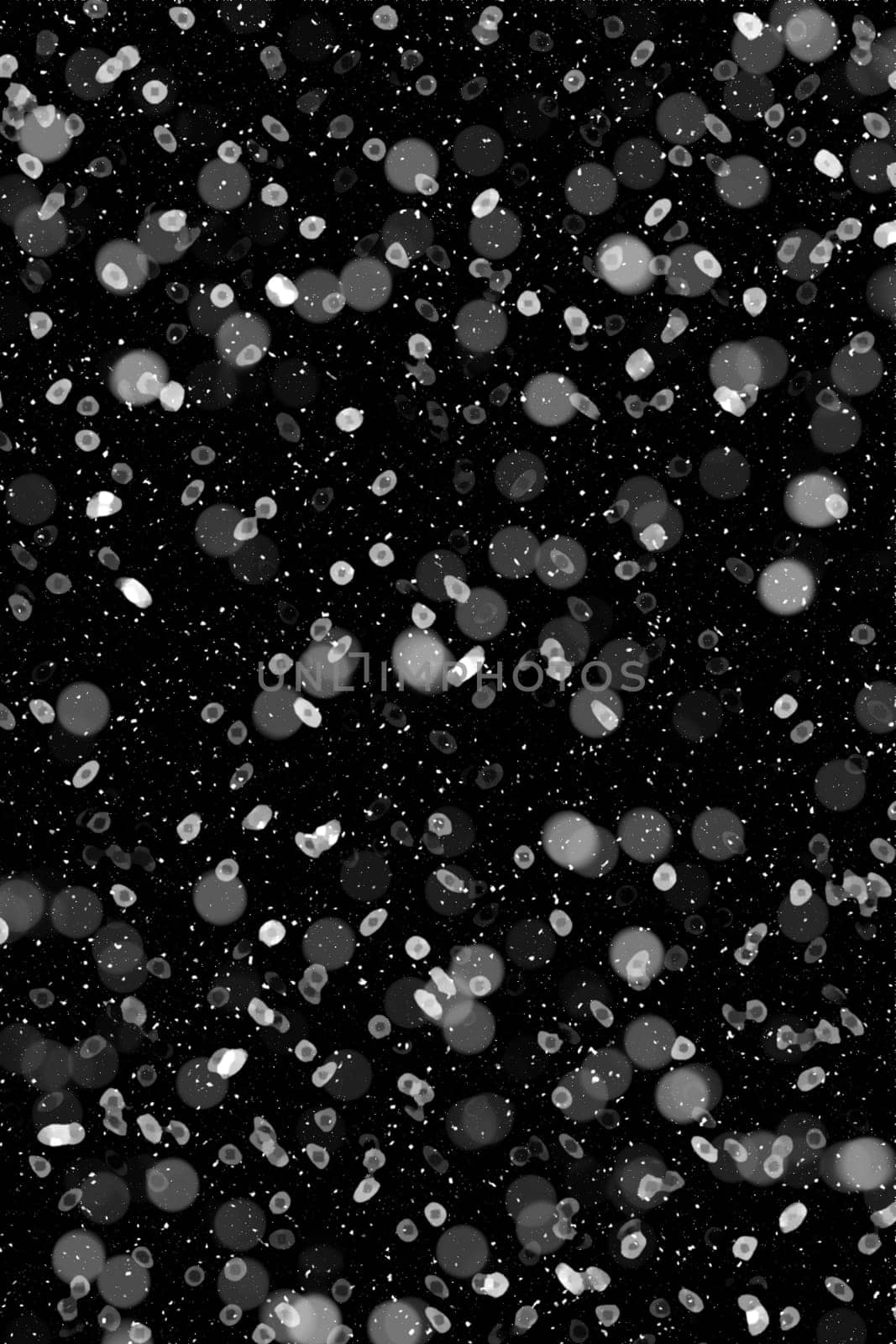Real falling snow on a black background