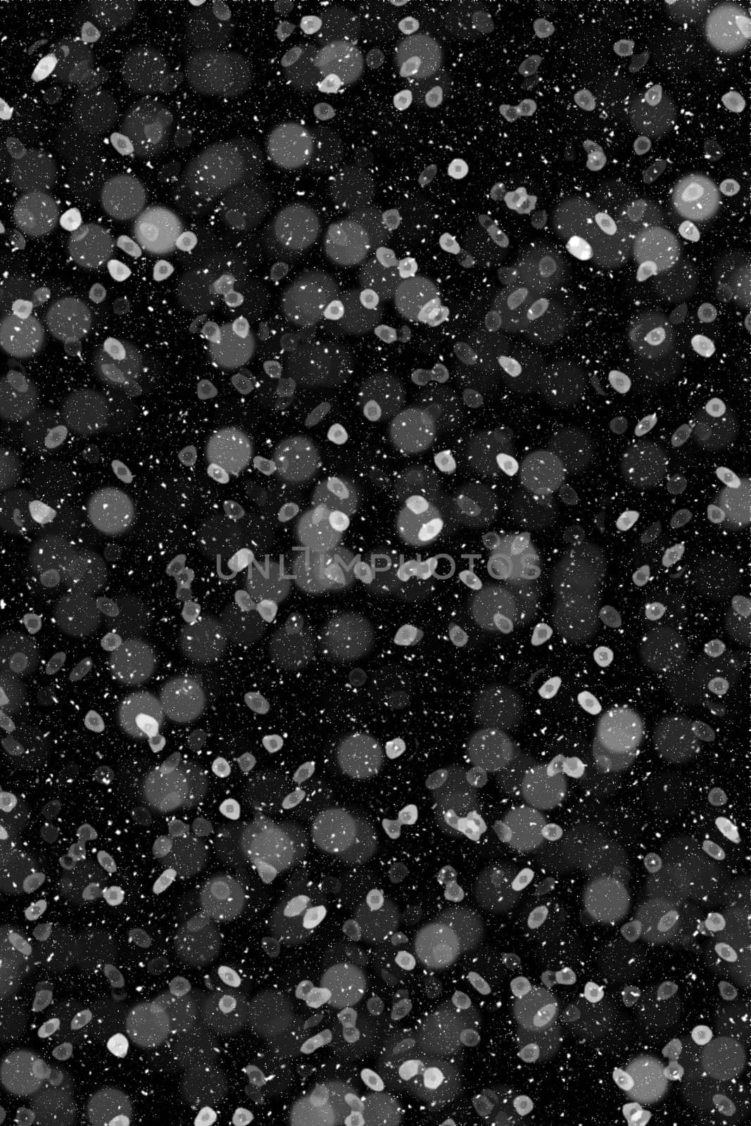 Real falling snow on a black background