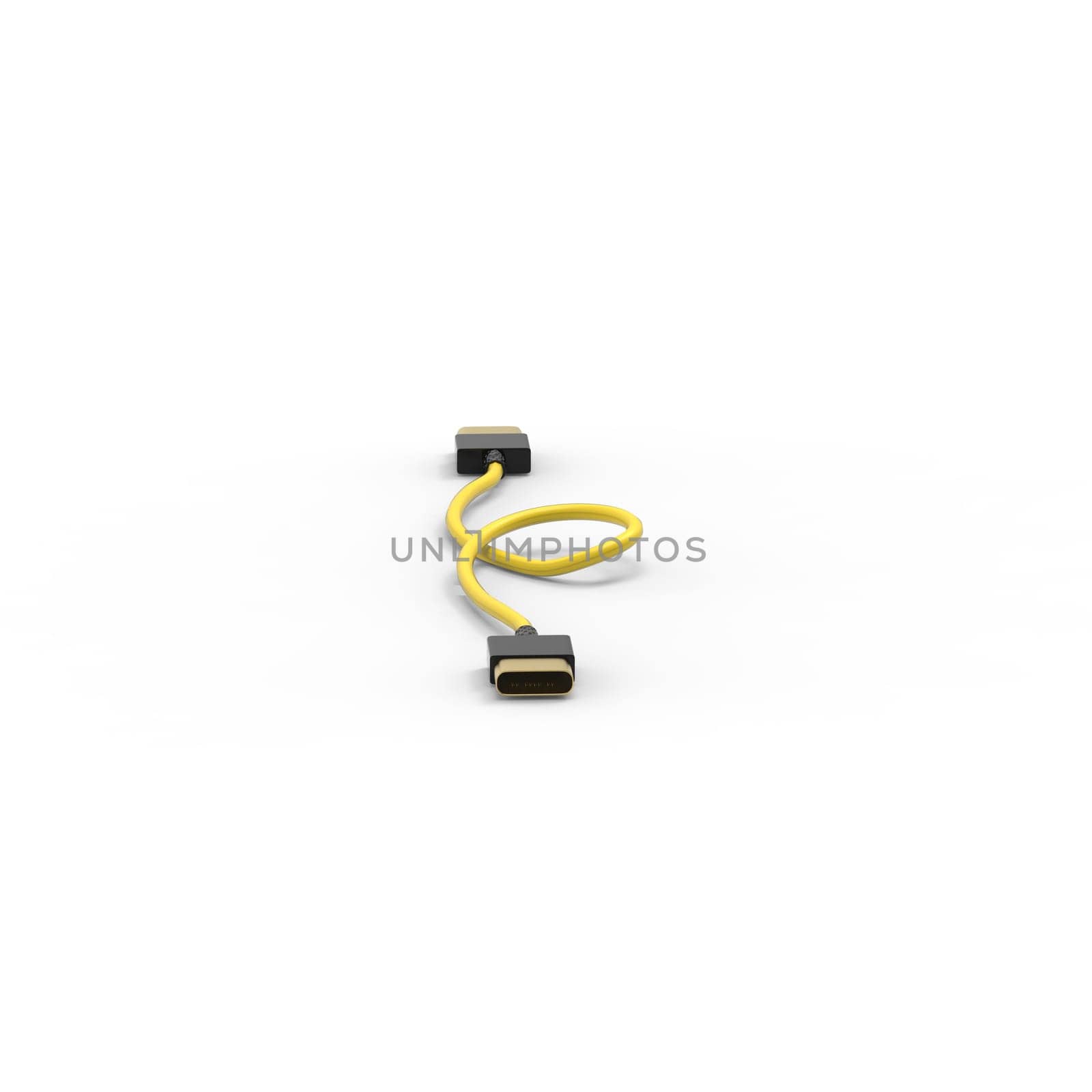3d rendering of USB cable ICON isolated with clear background