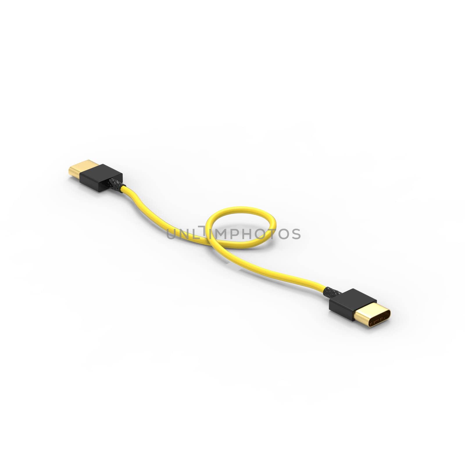 3d rendering of USB cable ICON isolated with clear background