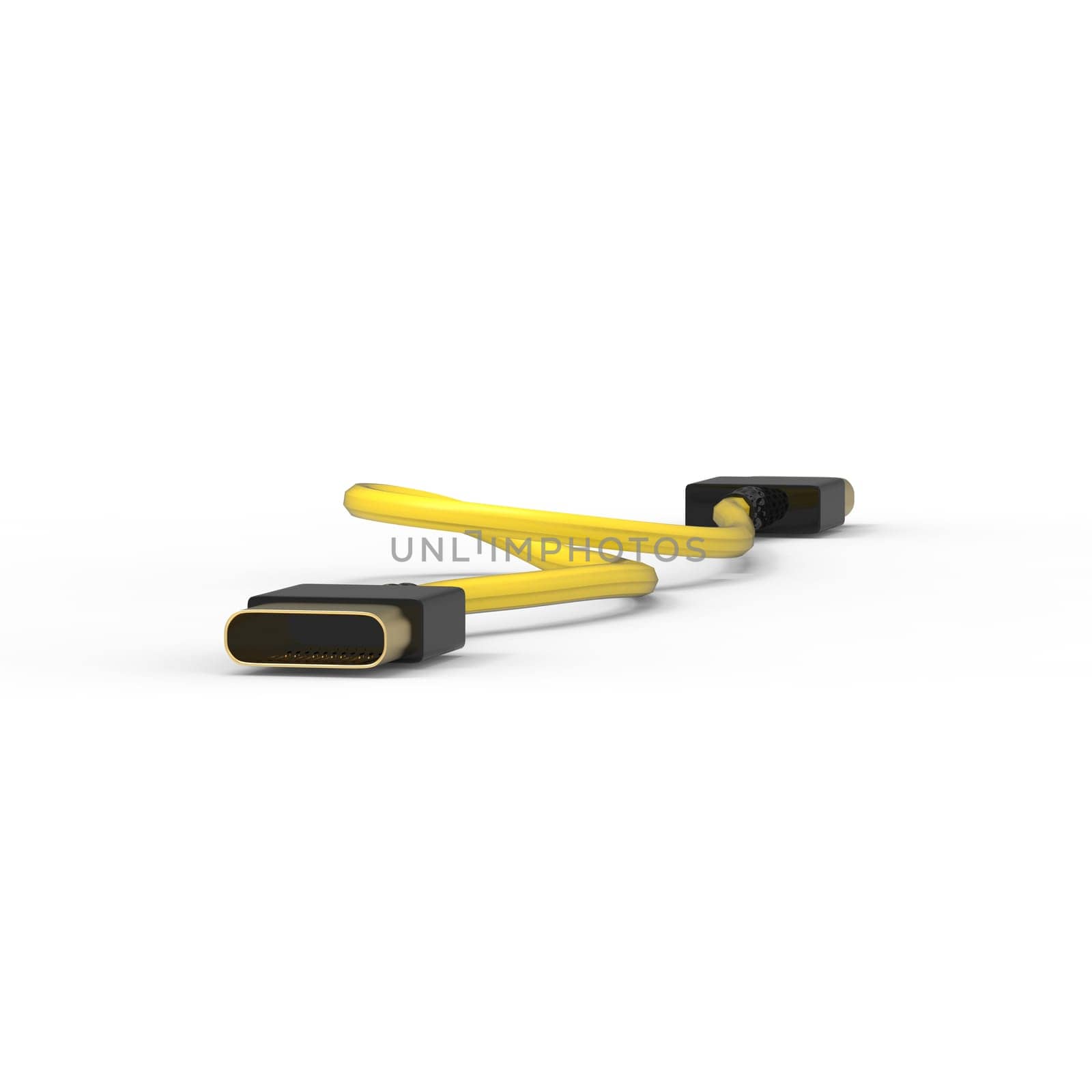 3d rendering of USB cable ICON isolated with clear background