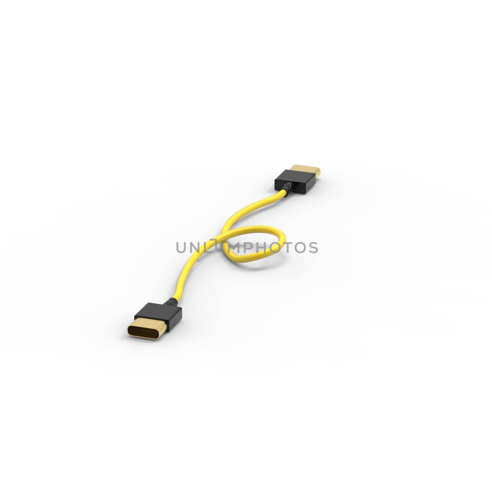 3d rendering of USB cable ICON isolated with clear background