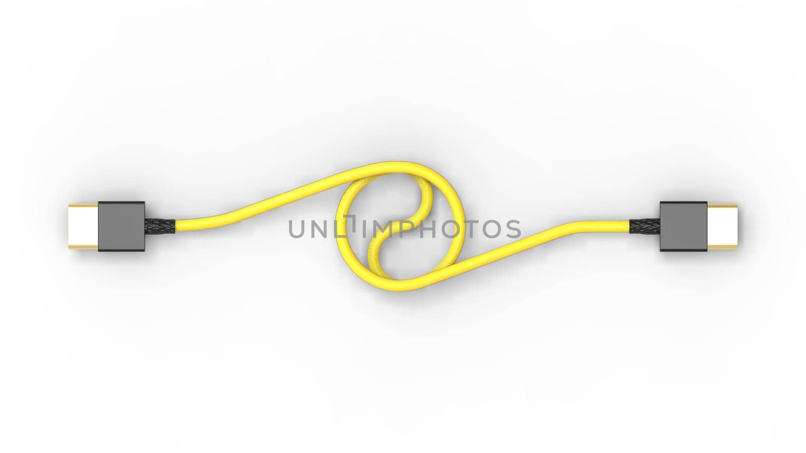 3d rendering of USB cable ICON isolated with clear background