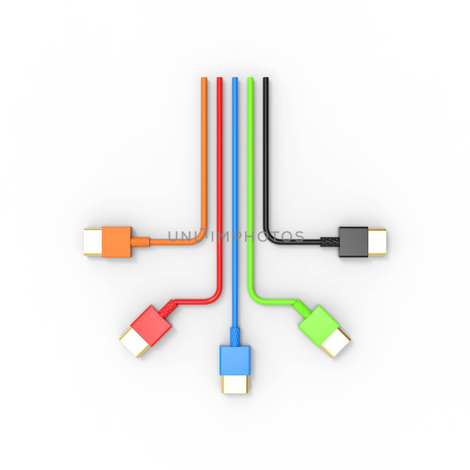 3d rendering of USB cable ICON isolated with clear background