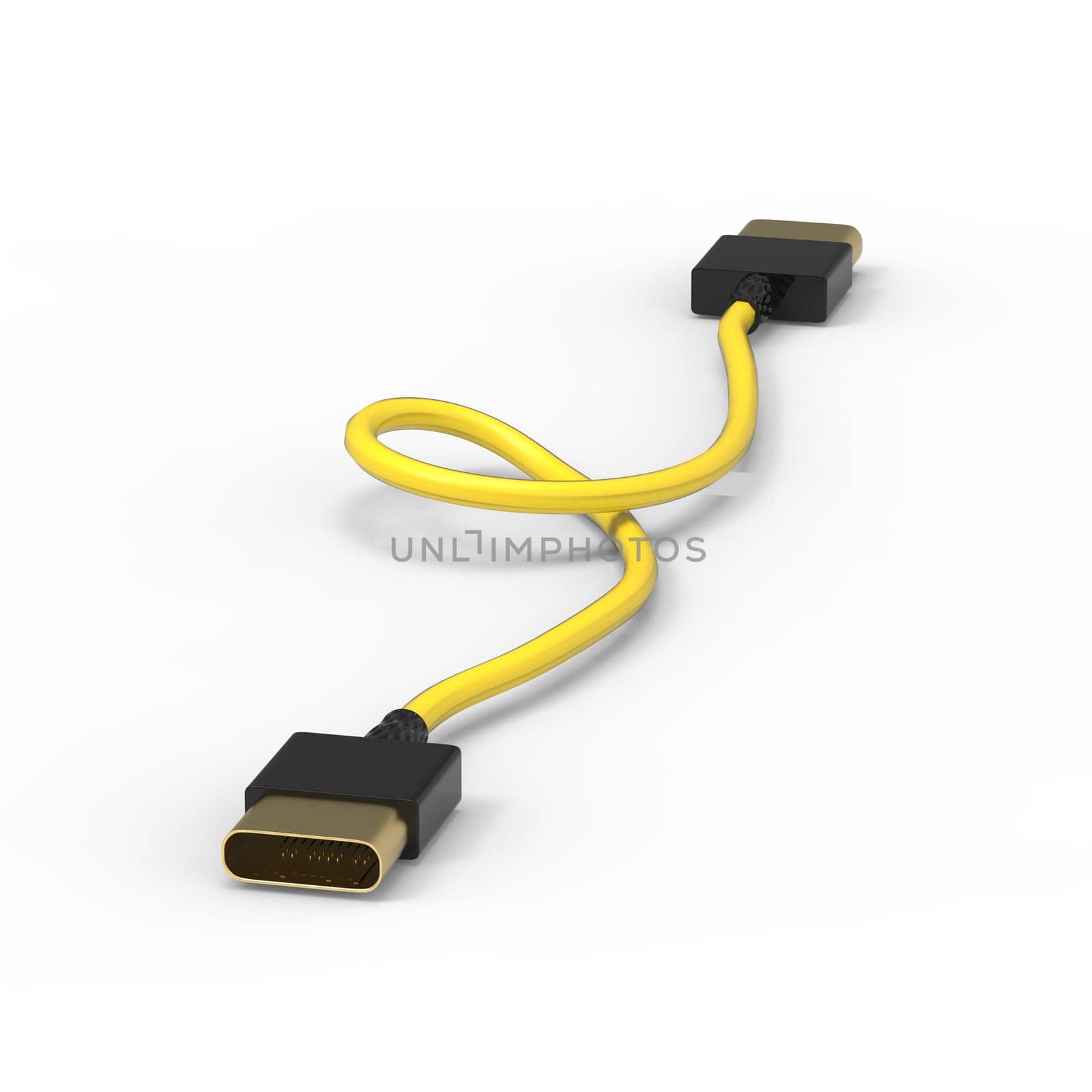 3d rendering of USB cable ICON isolated with clear background