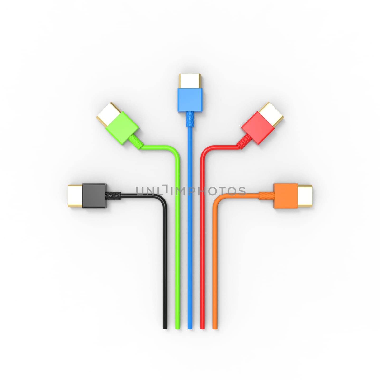 3d rendering of USB cable ICON isolated with clear background