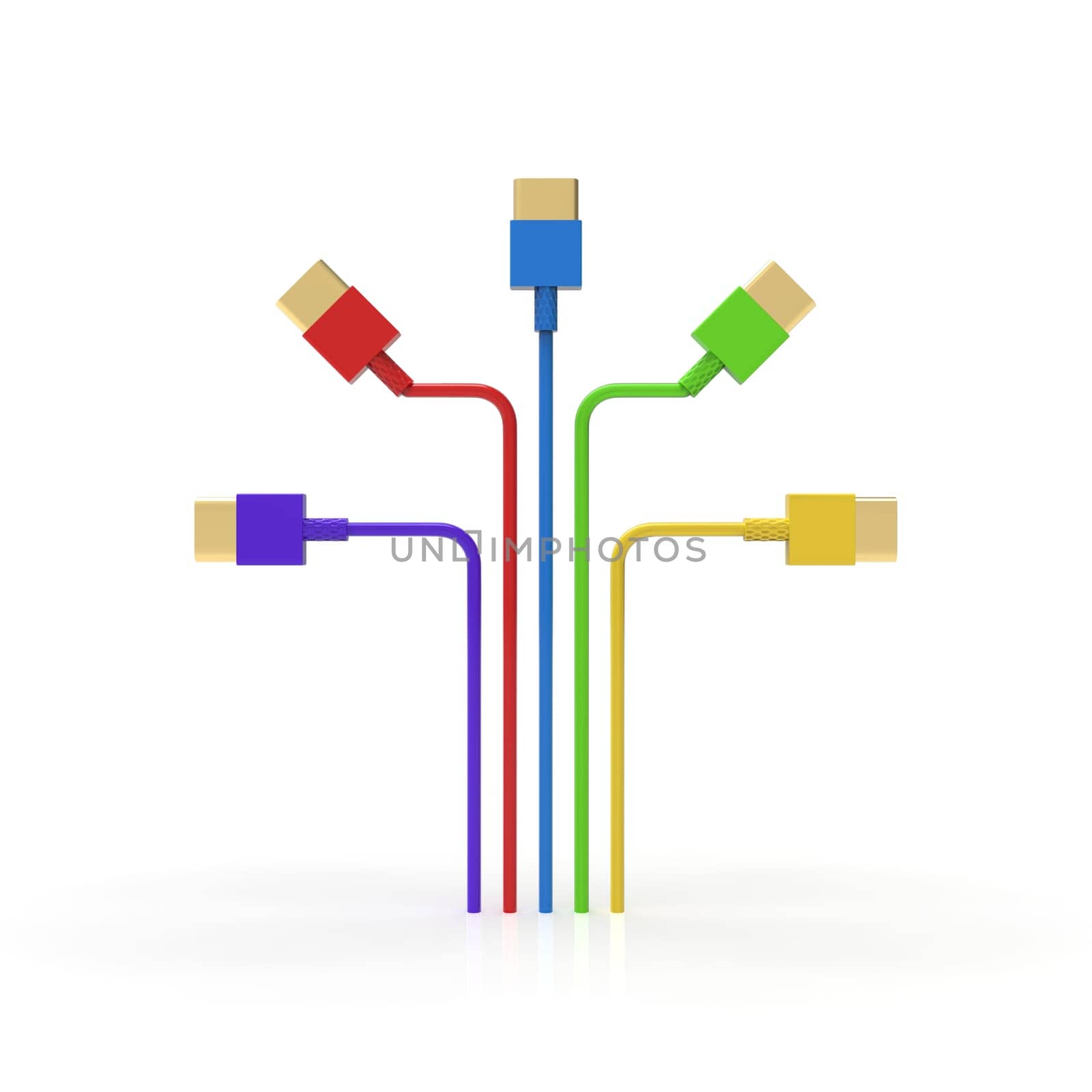 3d rendering of USB cable ICON isolated with clear background