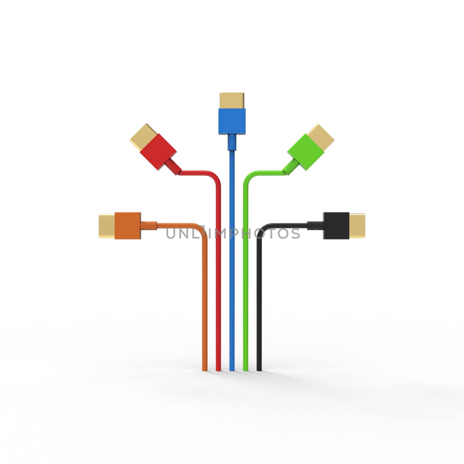 3d rendering of USB cable ICON isolated with clear background