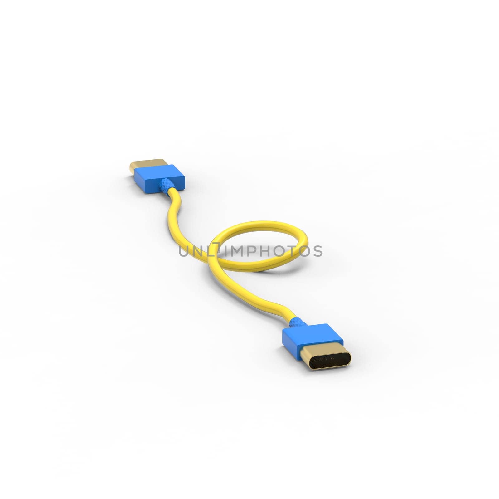 3d rendering of USB cable ICON isolated with clear background