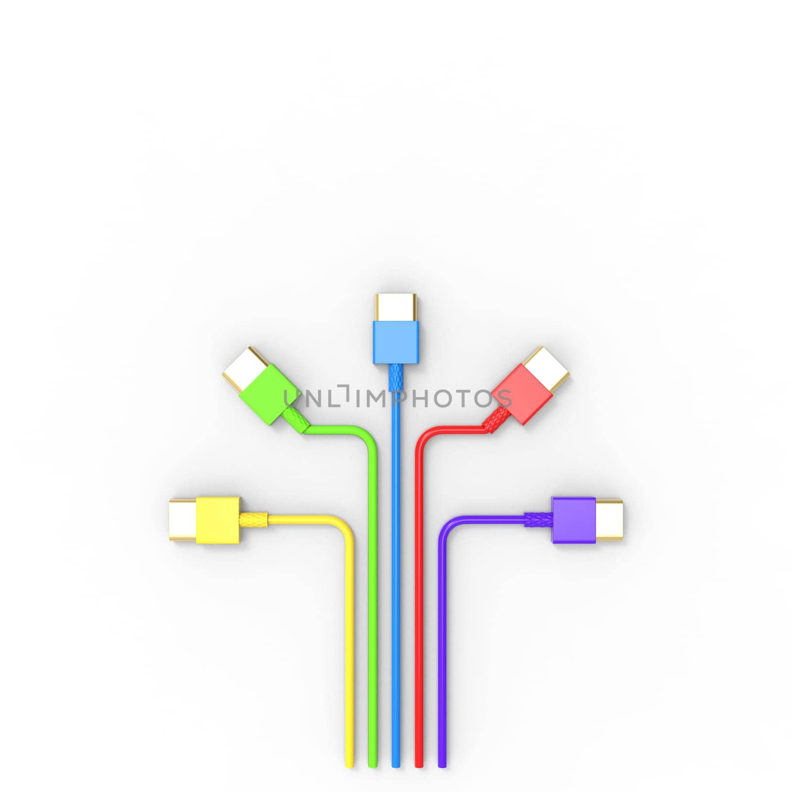 3d rendering of USB cable ICON isolated with clear background