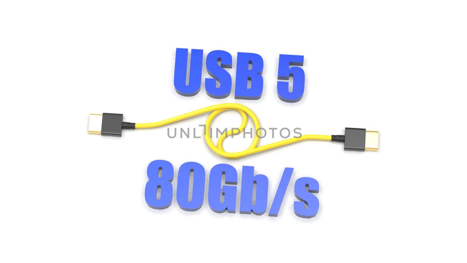 3d rendering of USB cable ICON isolated with clear background