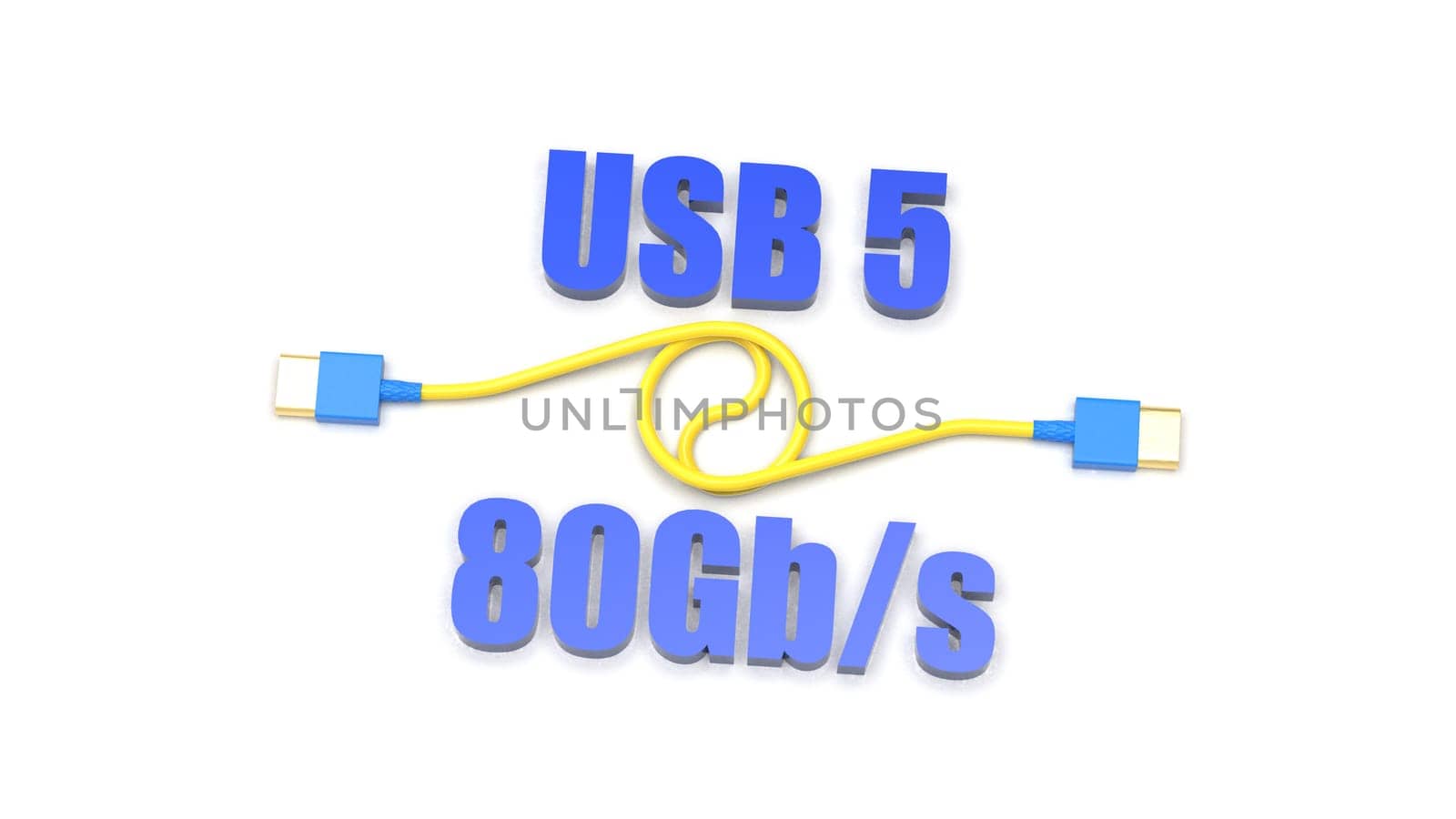 3d rendering of USB cable ICON isolated with clear background