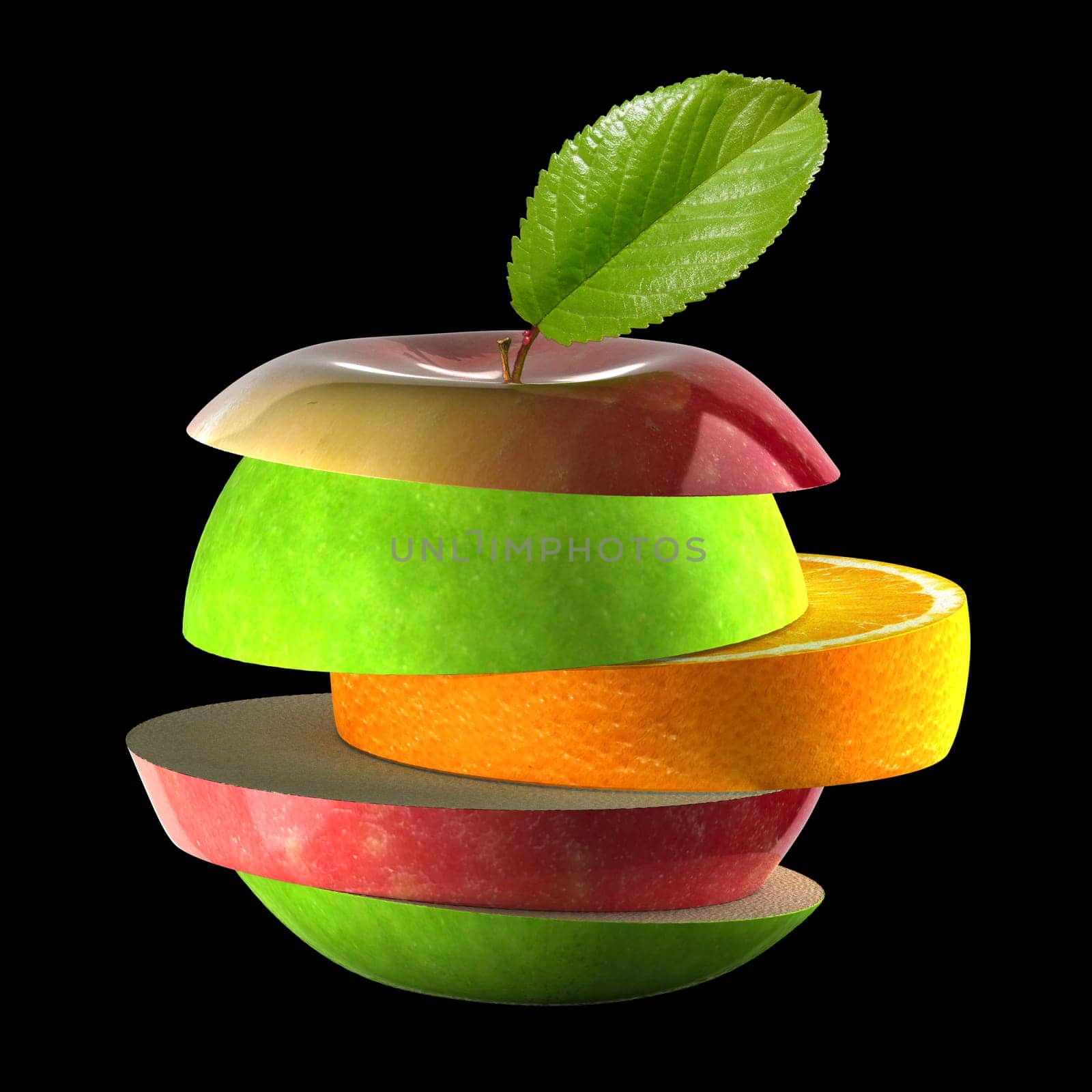 3d rendering of Fresh oranges and apples with clear background