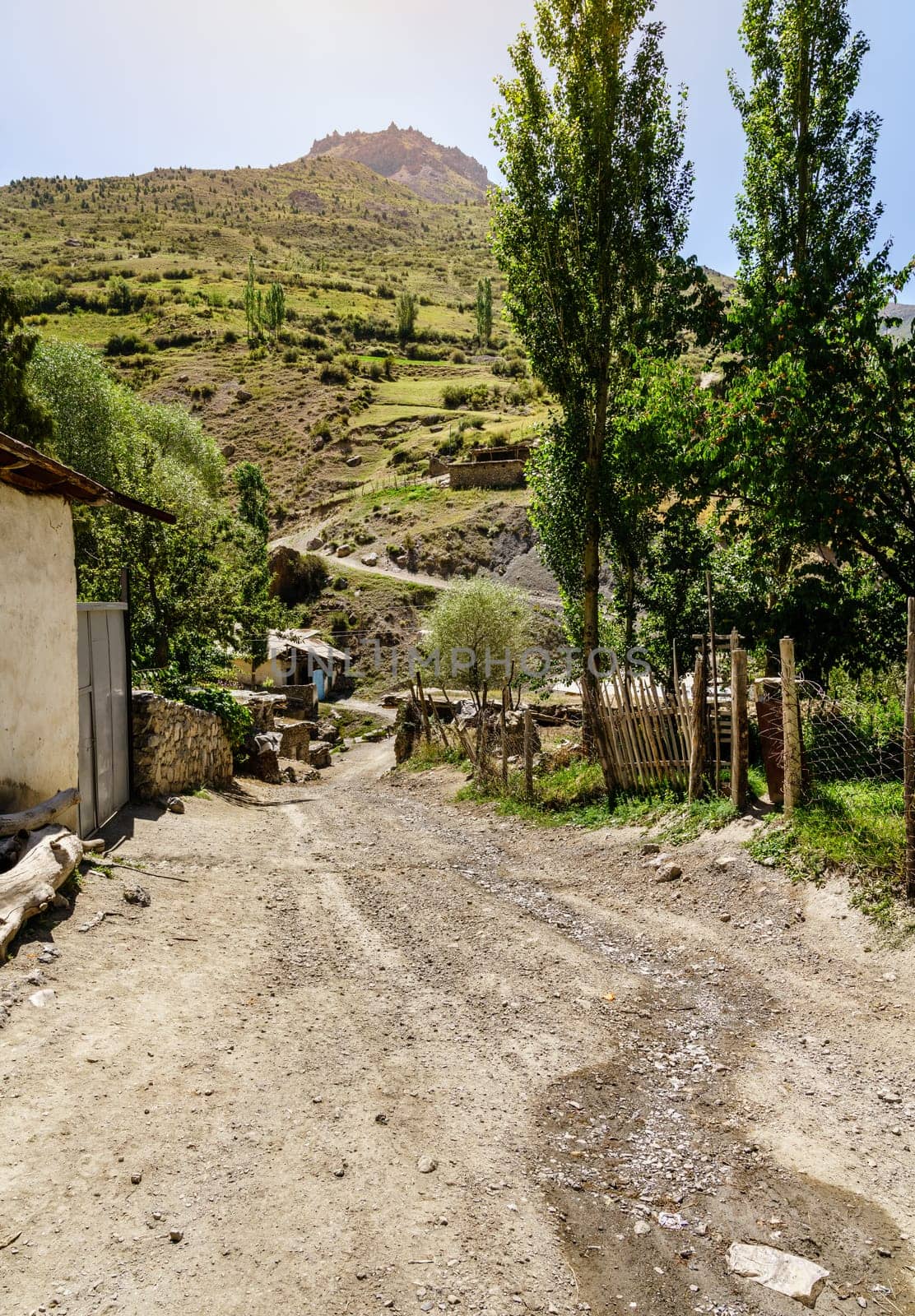 Road through Margib village in the mountains of Tajikistan
