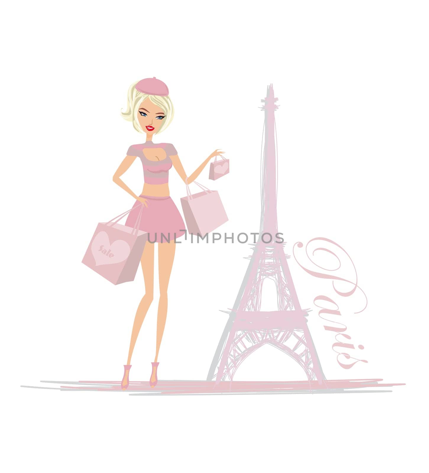 Beautiful elegant women Shopping in Paris - banner