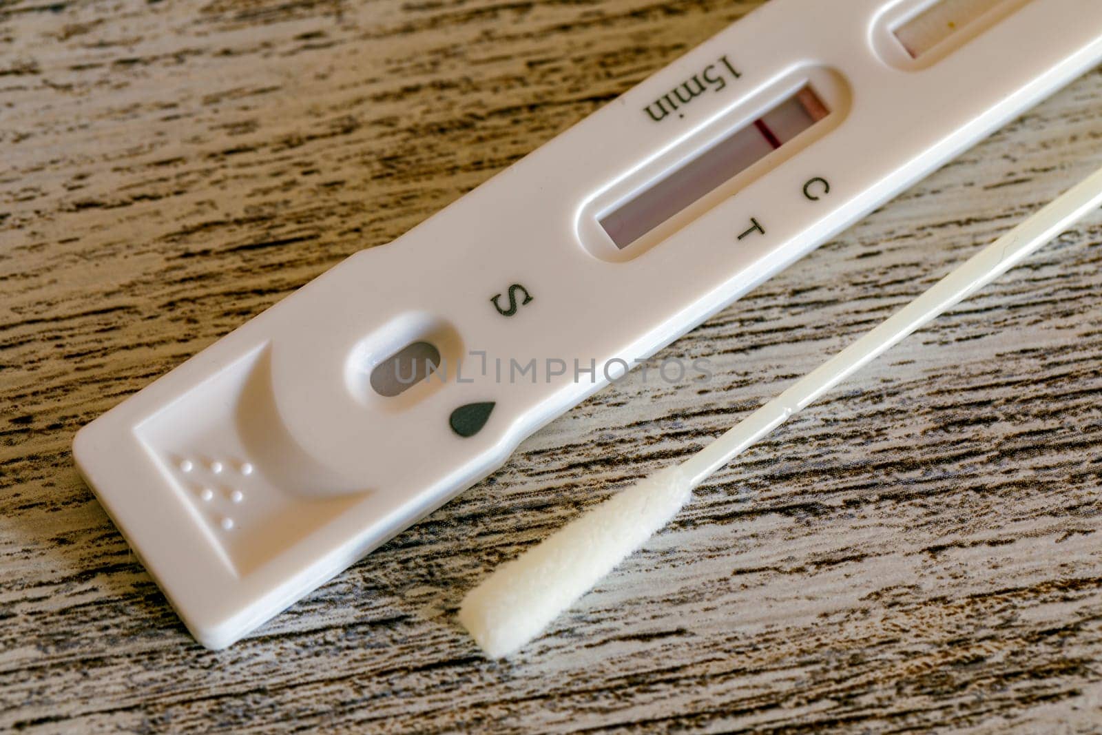 Covid-19 antigen test kit on a table, Tested for Covid-19 with a nasal swab. Rapid Antigen Test during Coronavirus Pandemic
