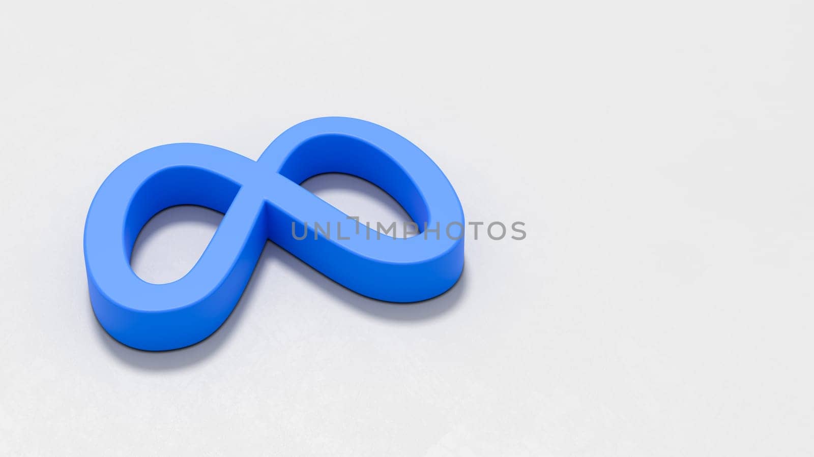 Meta Logo 3D Symbol Shape on Plastered Light Grey Background with Copy space 3D Illustration