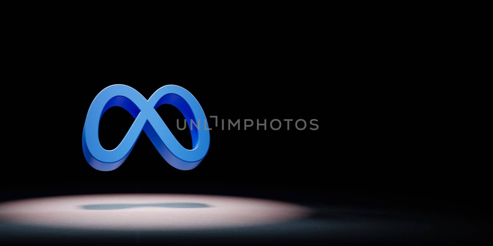 Meta Logo 3D Symbol Shape Spotlighted on Black Background with Copy Space 3D Illustration
