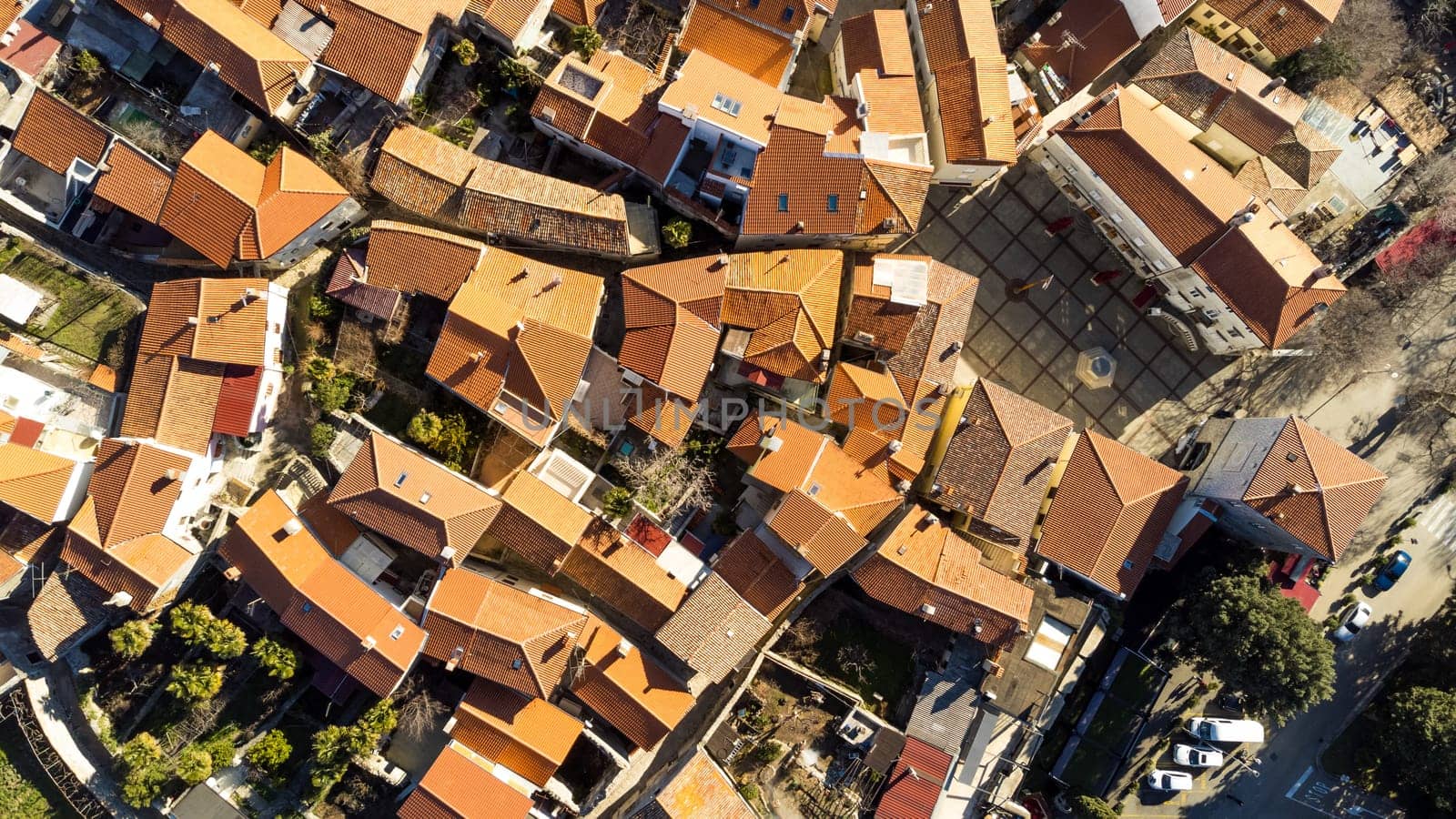 Aerial view of historic Adriatic town of Krk , Island of Krk, Kvarner bay of Adriatic sea, Croatia, Europe.