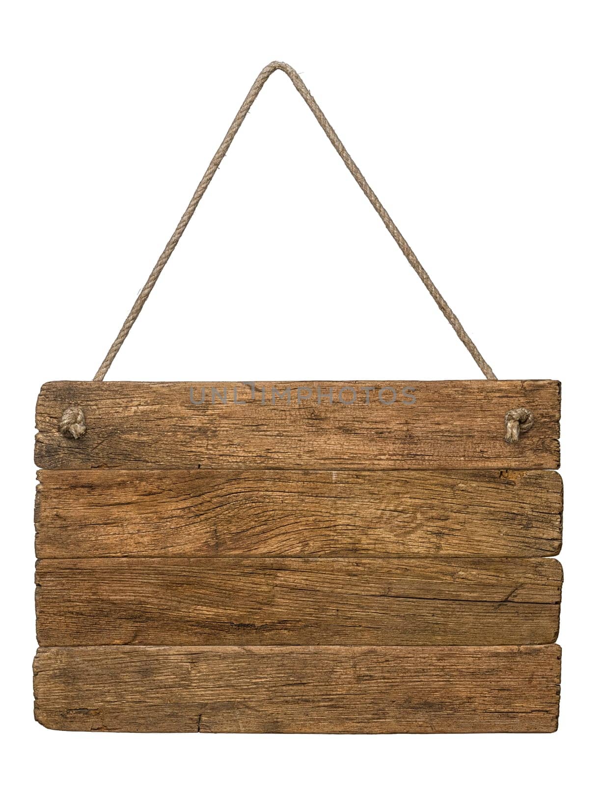 A hanging wooden retro sign on a white background