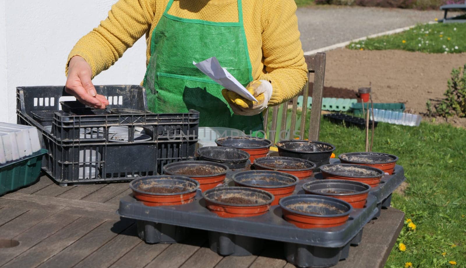 a close up of woman hands gardening