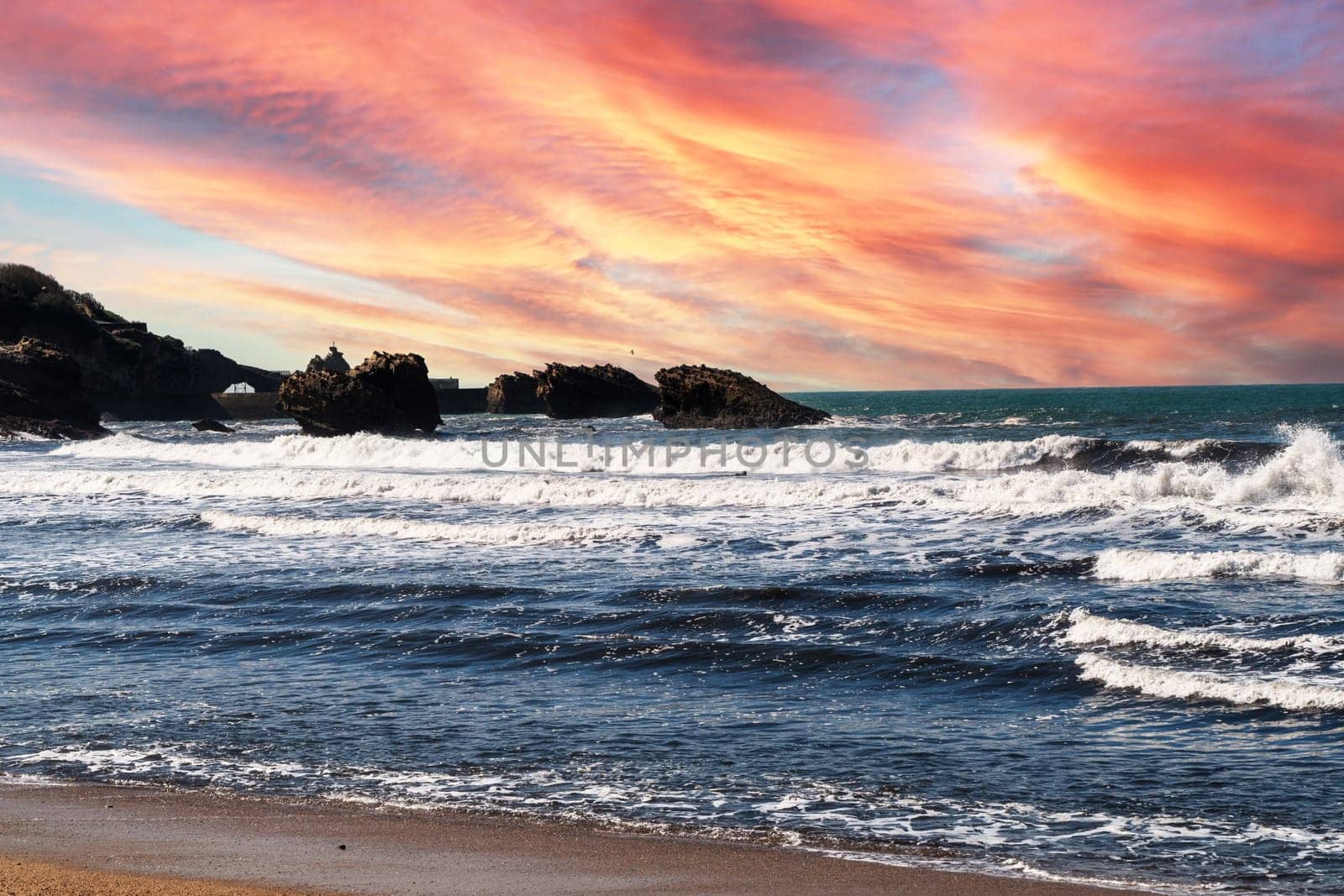 the Biarritz city and its famous sand beaches