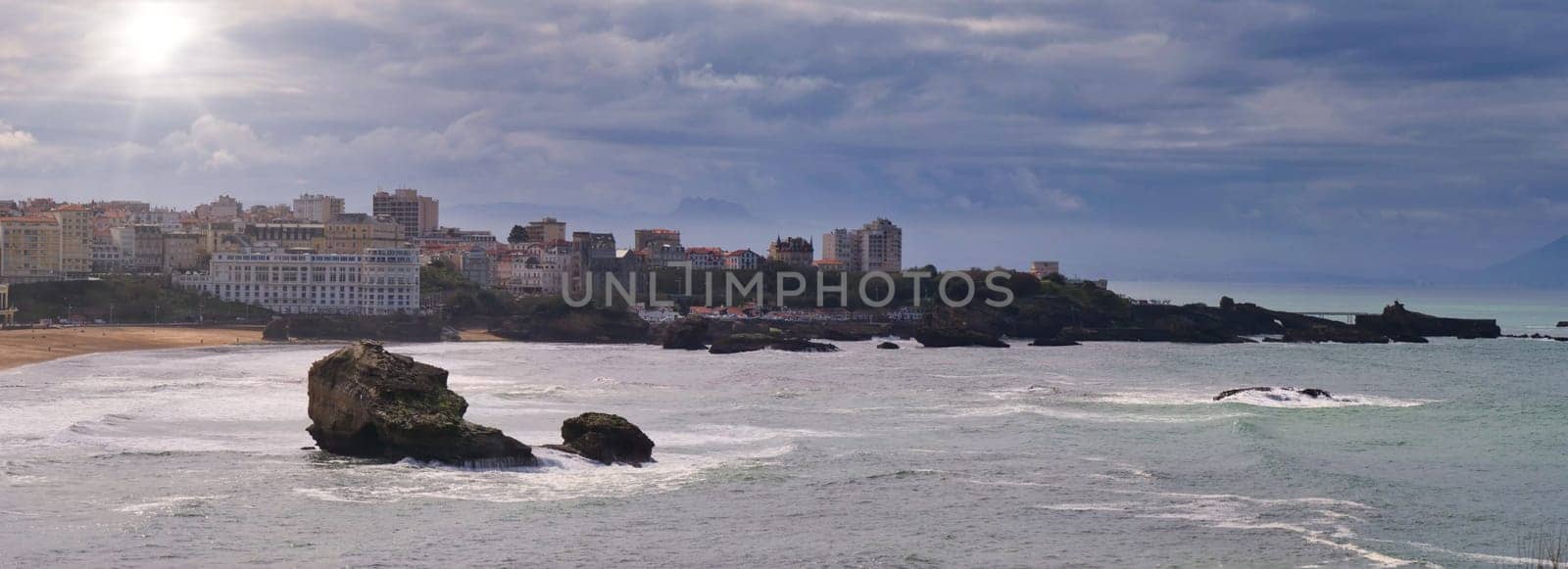 the Biarritz city and its famous sand beaches