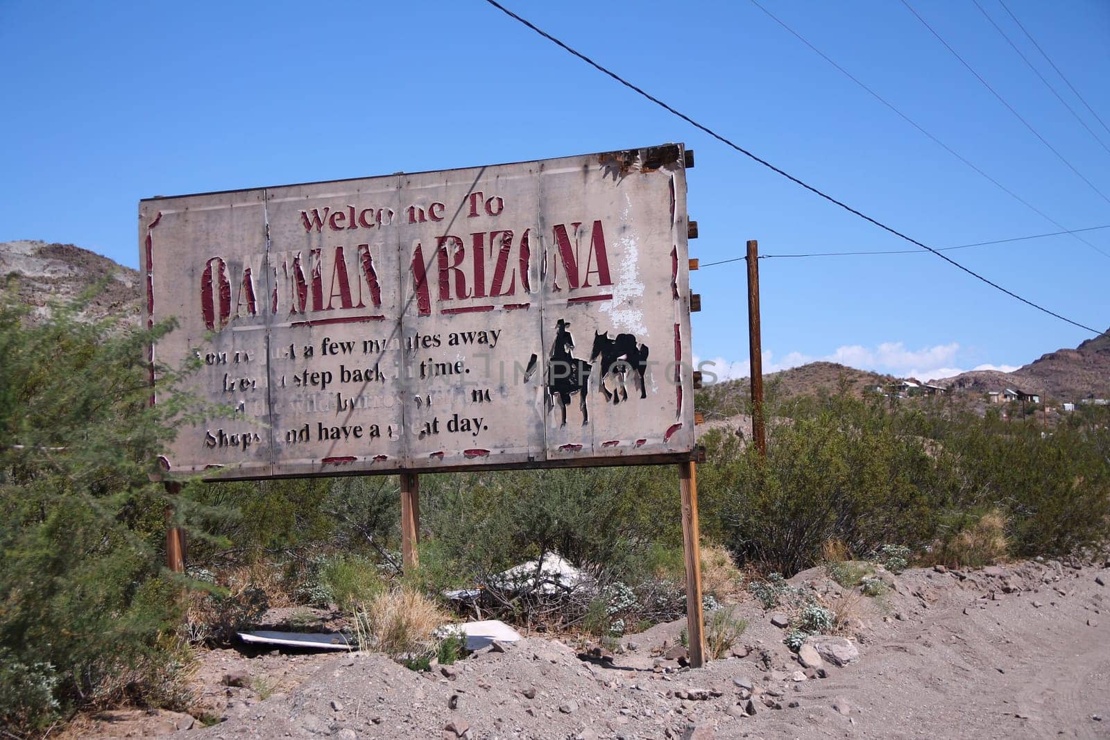 The old ruin of the abandoned village of Oatman in the West Coast in Arizona