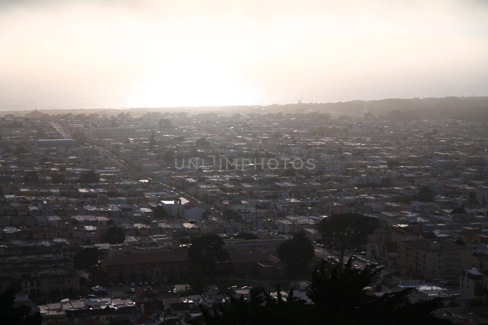 The Outer Sunset area of San Francisco during a summer Ocean sunset in California