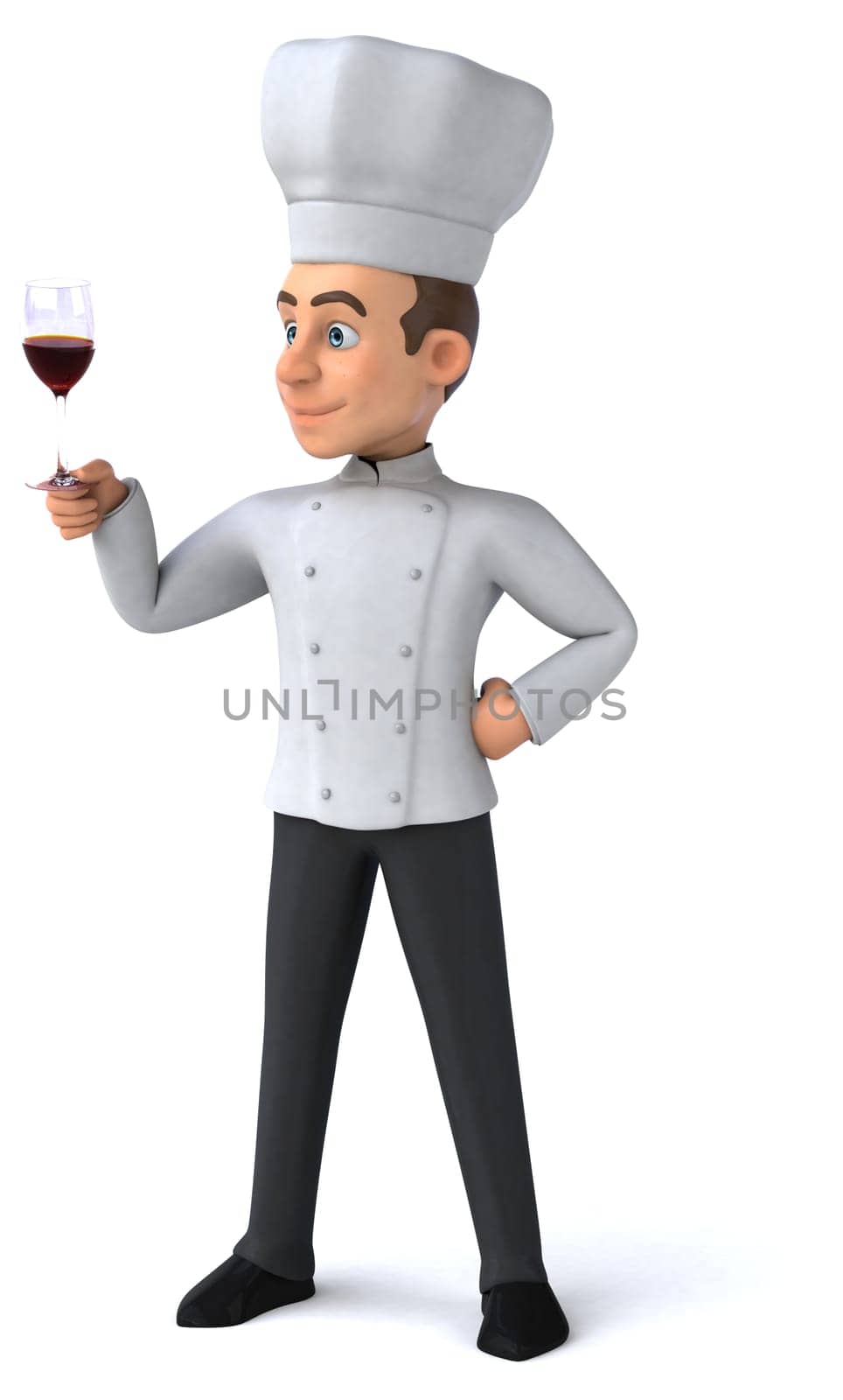 Fun 3D illustration of a cartoon chef
