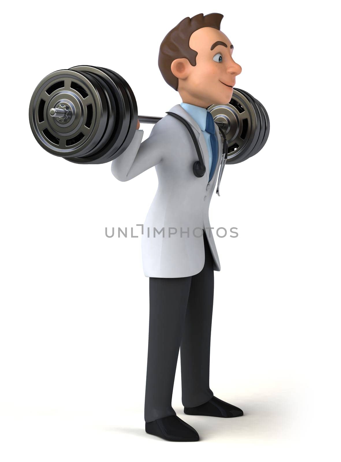 Fun 3D illustration of a cartoon doctor