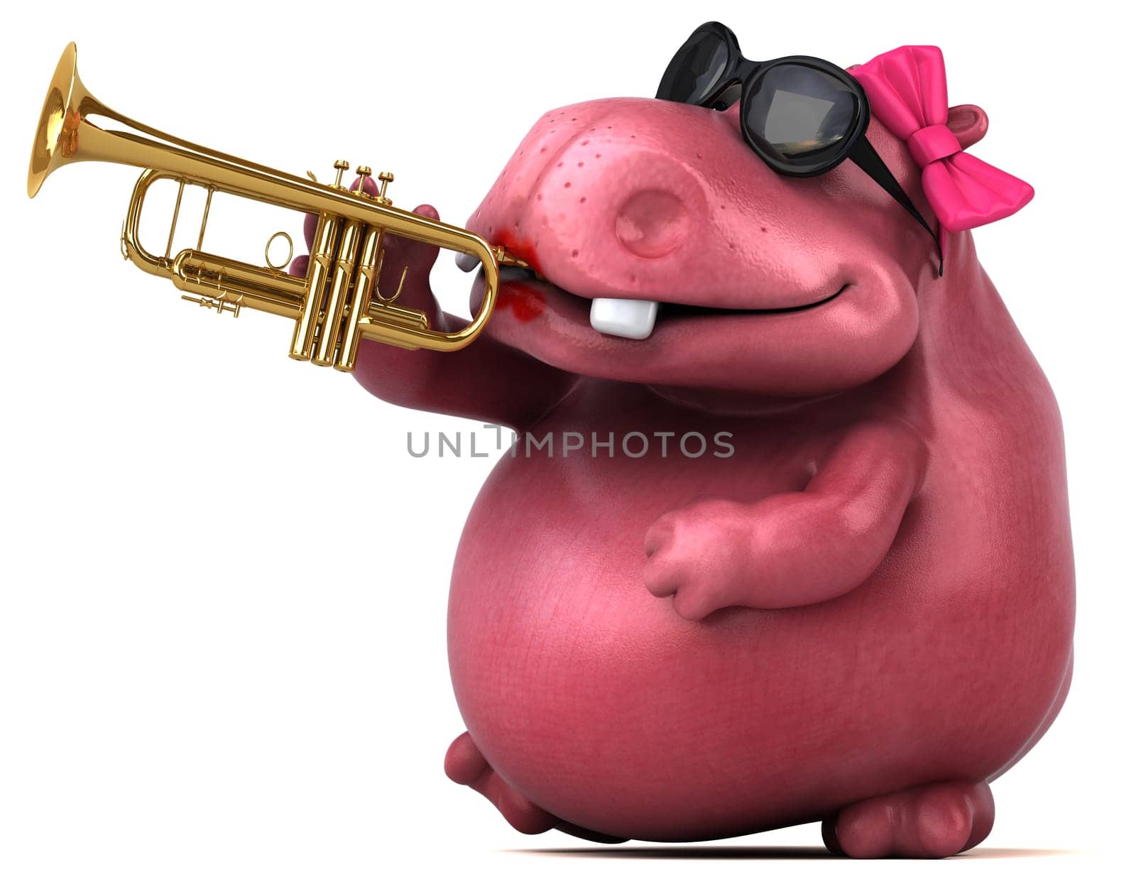 Pink Hippo - 3D Illustration